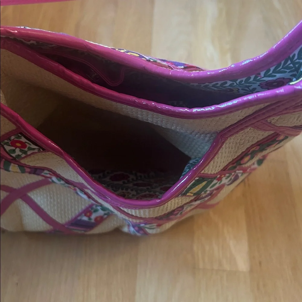 Vera Bradley Purse Viva La Vera Retired Rattan Straw Hobo Shoulder Bag Pink